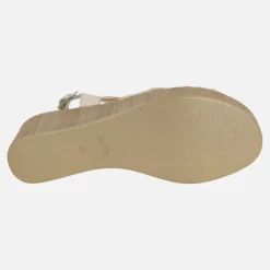 Sandalias confort de cuña alta con tiras anchas y detalles metalizados