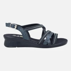 Sandalias confort de piel con tiras multi material