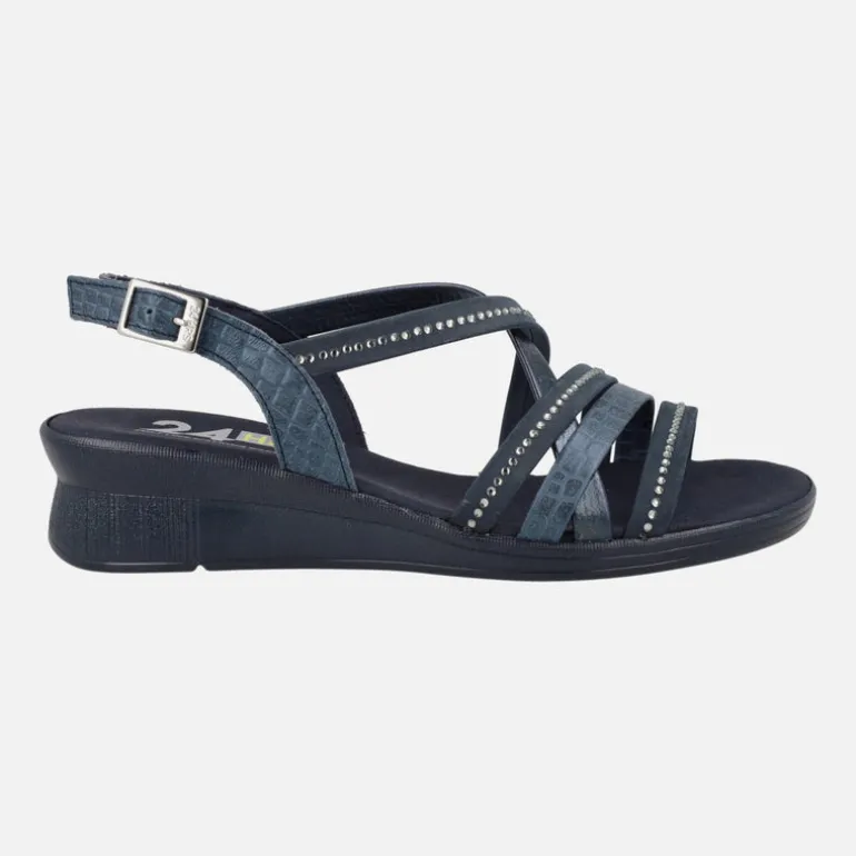 Sandalias confort de piel con tiras multi material