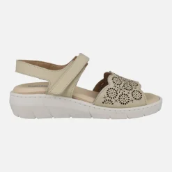 Sandalias confort de piel con pala troquelada y velcro