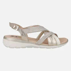 Sandalias confort de piel con tiras combinadas