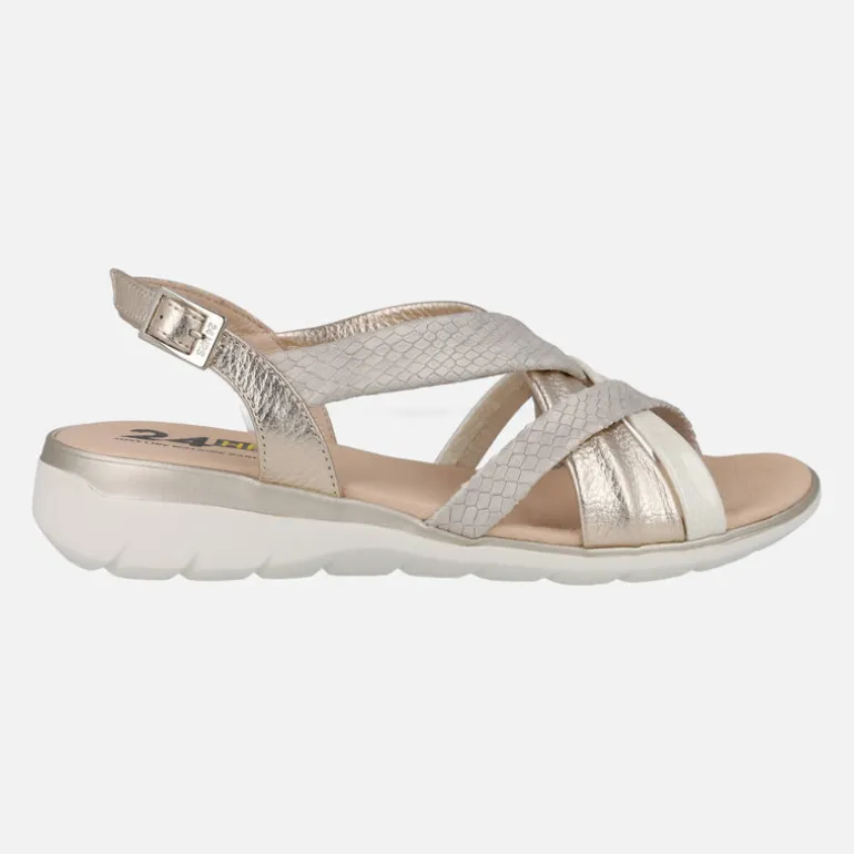 Sandalias confort de piel con tiras combinadas