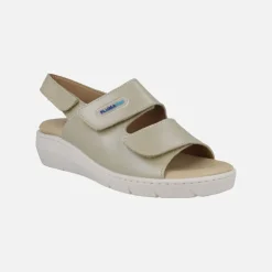 Sandalias confort de piel con cierre de velcros