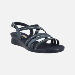 Sandalias confort de piel con tiras multi material