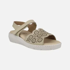 Sandalias confort de piel con pala troquelada y velcro