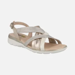 Sandalias confort de piel con tiras combinadas