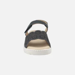 Sandalias confort de piel con pala troquelada y velcro