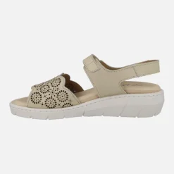 Sandalias confort de piel con pala troquelada y velcro