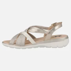 Sandalias confort de piel con tiras combinadas