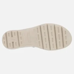Sandalias confort de piel con cierre de velcro en combinado arena