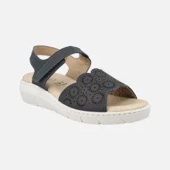 Sandalias confort de piel con pala troquelada y velcro