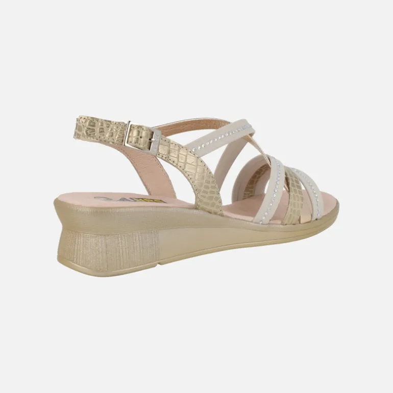 Sandalias confort de piel con tiras multi material