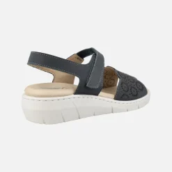 Sandalias confort de piel con pala troquelada y velcro