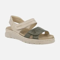 Sandalias confort deportivas con cierre de velcro en beige y kaki