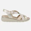 Sandalias confort en combinado beige - oro - blanco