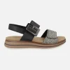 Sandalias confort en combinado negro con cierres de velcro