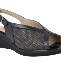 Sandalias confort en combinado negro para mujer