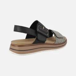 Sandalias confort en combinado negro con cierres de velcro