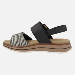Sandalias confort en combinado negro con cierres de velcro