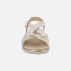 Sandalias confort en combinado beige - oro - blanco