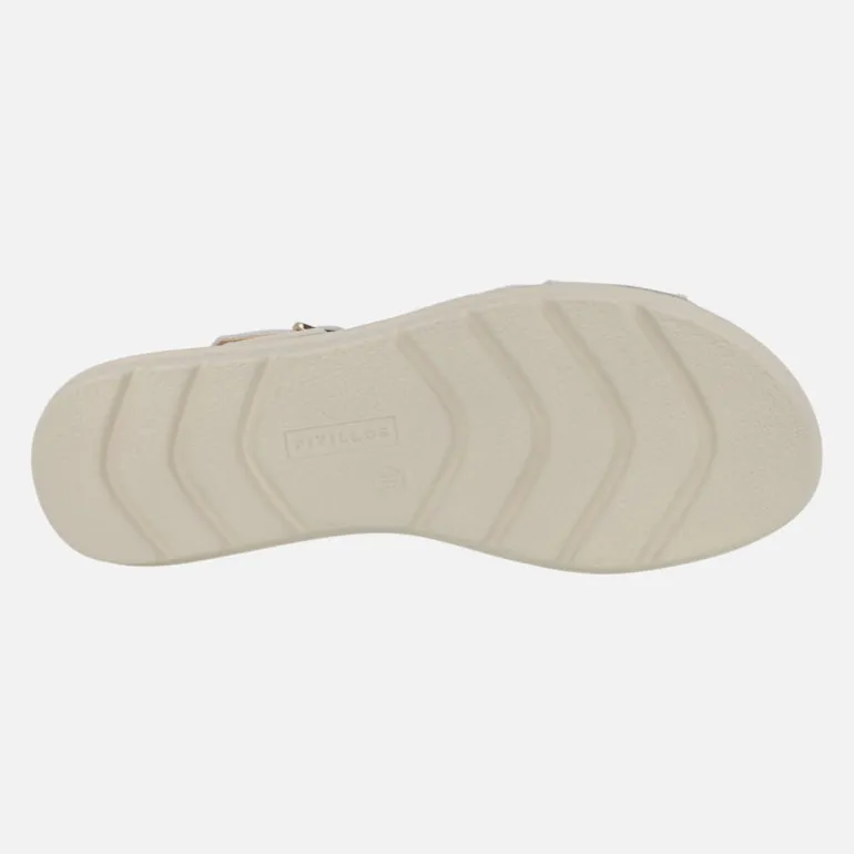 Sandalias confort en combinado beige - oro - blanco