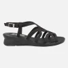 Sandalias confort en piel nobuck negro con detalles de strass
