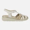 Sandalias confort en piel estilo cangrejeras con cierre de velcro