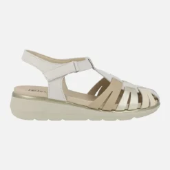 Sandalias confort en piel estilo cangrejeras con cierre de velcro