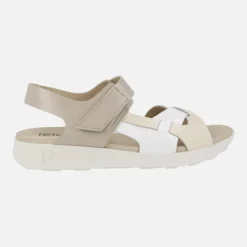 Sandalias confort en piel charol con cierre de velcro
