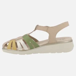 Sandalias confort en piel estilo cangrejeras con cierre de velcro