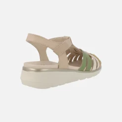 Sandalias confort en piel estilo cangrejeras con cierre de velcro