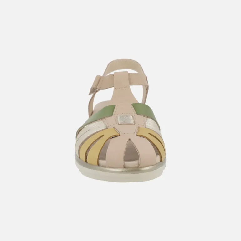 Sandalias confort en piel estilo cangrejeras con cierre de velcro