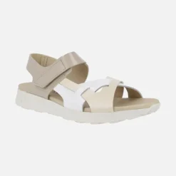 Sandalias confort en piel charol con cierre de velcro