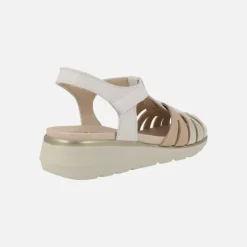 Sandalias confort en piel estilo cangrejeras con cierre de velcro