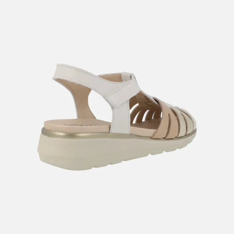 Sandalias confort en piel estilo cangrejeras con cierre de velcro