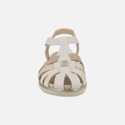 Sandalias confort en piel estilo cangrejeras con cierre de velcro
