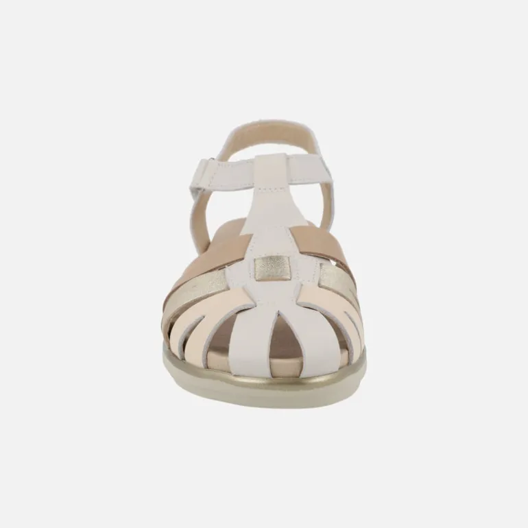 Sandalias confort en piel estilo cangrejeras con cierre de velcro