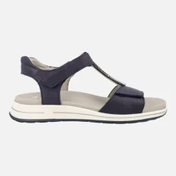Sandalias confort en piel con cierre de velcros y adorno metálico