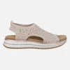 Sandalias confort en tejido elástico con detalles de strass