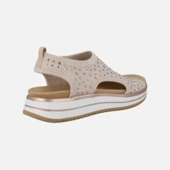 Sandalias confort en tejido elástico con detalles de strass