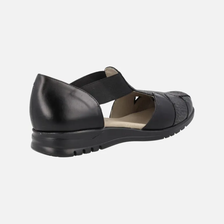 Sandalias confort negras de piel estilo cangrejeras