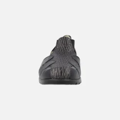 Sandalias confort negras de piel estilo cangrejeras