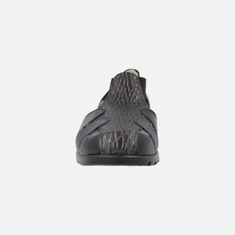 Sandalias confort negras de piel estilo cangrejeras