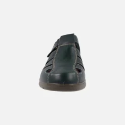 Sandalias confort para hombre en piel azul marino con cierre de velcro
