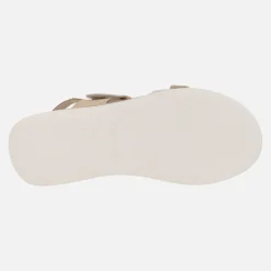 Sandalias confort para mujer en combinado blanco-beige-mostaza-camel