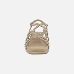 Sandalias de ante beige con cobertura de strass