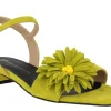 Sandalias de ante con adorno de flor para mujer