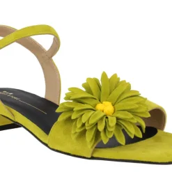 Sandalias de ante con adorno de flor para mujer