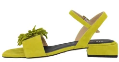 Sandalias de ante con adorno de flor para mujer