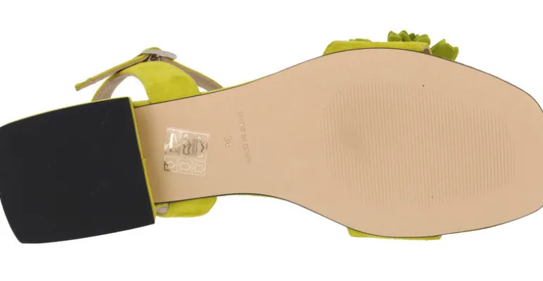 Sandalias de ante con adorno de flor para mujer